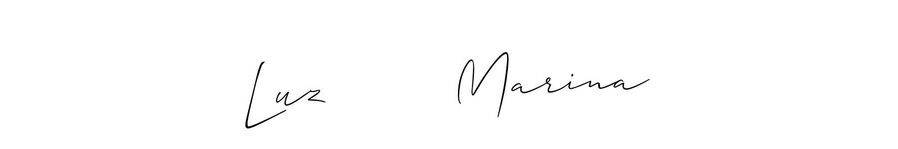 if you are searching for the best signature style for your name Luz         Marina. so please give up your signature search. here we have designed multiple signature styles  using Allison_Script. Luz         Marina signature style 2 images and pictures png