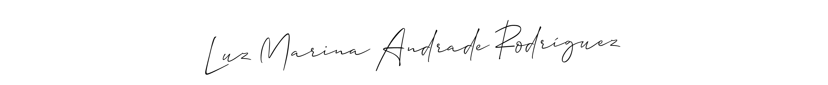 The best way (Allison_Script) to make a short signature is to pick only two or three words in your name. The name Luz Marina Andrade Rodríguez include a total of six letters. For converting this name. Luz Marina Andrade Rodríguez signature style 2 images and pictures png