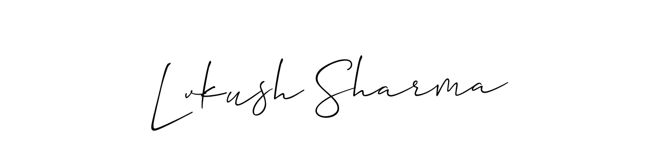 The best way (Allison_Script) to make a short signature is to pick only two or three words in your name. The name Lvkush Sharma include a total of six letters. For converting this name. Lvkush Sharma signature style 2 images and pictures png