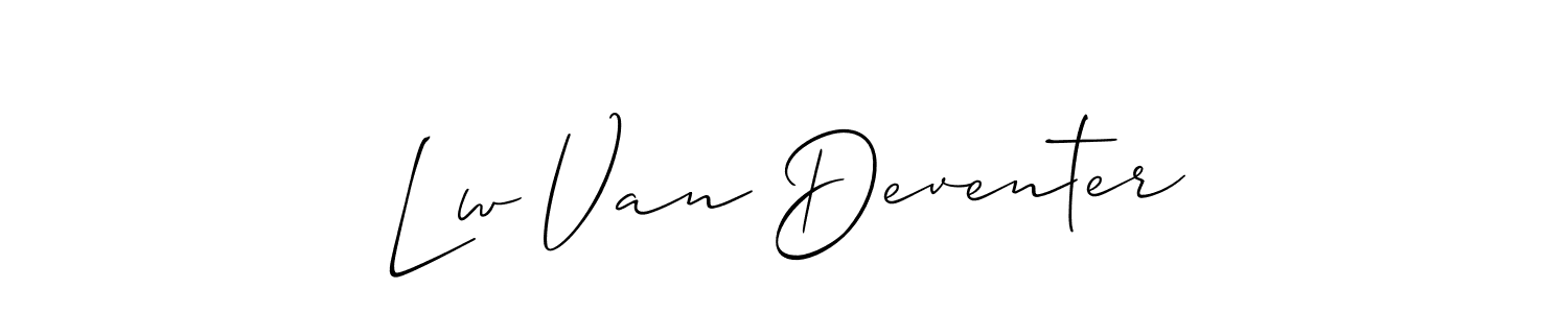 How to make Lw Van Deventer signature? Allison_Script is a professional autograph style. Create handwritten signature for Lw Van Deventer name. Lw Van Deventer signature style 2 images and pictures png