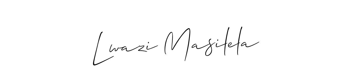 Make a short Lwazi Masilela signature style. Manage your documents anywhere anytime using Allison_Script. Create and add eSignatures, submit forms, share and send files easily. Lwazi Masilela signature style 2 images and pictures png