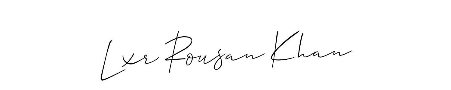 How to Draw Lxr Rousan Khan signature style? Allison_Script is a latest design signature styles for name Lxr Rousan Khan. Lxr Rousan Khan signature style 2 images and pictures png