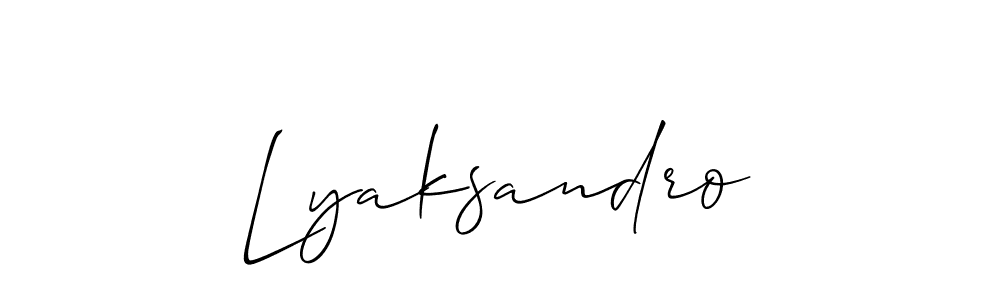 Make a short Lyaksandro signature style. Manage your documents anywhere anytime using Allison_Script. Create and add eSignatures, submit forms, share and send files easily. Lyaksandro signature style 2 images and pictures png