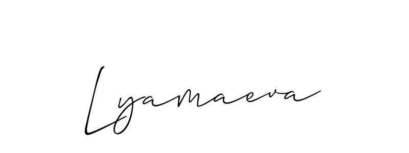 Create a beautiful signature design for name Lyamaeva. With this signature (Allison_Script) fonts, you can make a handwritten signature for free. Lyamaeva signature style 2 images and pictures png