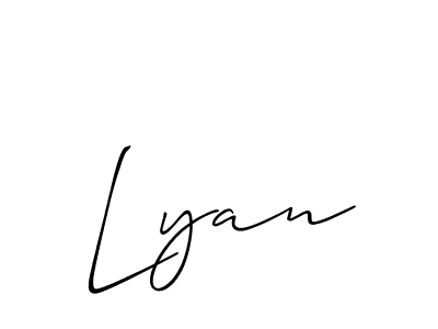 Also You can easily find your signature by using the search form. We will create Lyan name handwritten signature images for you free of cost using Allison_Script sign style. Lyan signature style 2 images and pictures png