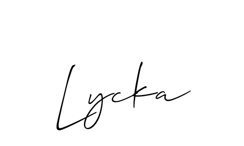 Make a short Lycka signature style. Manage your documents anywhere anytime using Allison_Script. Create and add eSignatures, submit forms, share and send files easily. Lycka signature style 2 images and pictures png