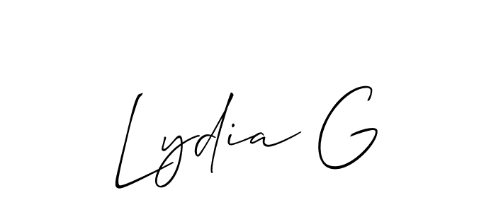 Allison_Script is a professional signature style that is perfect for those who want to add a touch of class to their signature. It is also a great choice for those who want to make their signature more unique. Get Lydia G name to fancy signature for free. Lydia G signature style 2 images and pictures png