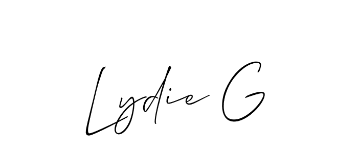Create a beautiful signature design for name Lydie G. With this signature (Allison_Script) fonts, you can make a handwritten signature for free. Lydie G signature style 2 images and pictures png
