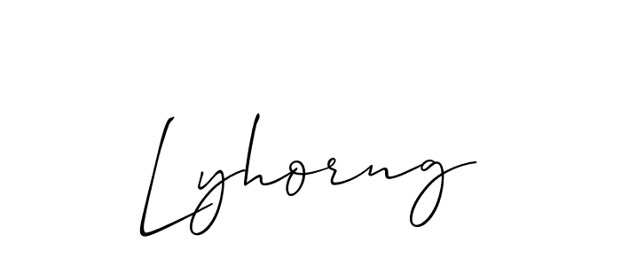 Create a beautiful signature design for name Lyhorng. With this signature (Allison_Script) fonts, you can make a handwritten signature for free. Lyhorng signature style 2 images and pictures png