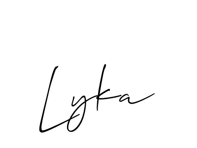 Make a beautiful signature design for name Lyka. With this signature (Allison_Script) style, you can create a handwritten signature for free. Lyka signature style 2 images and pictures png