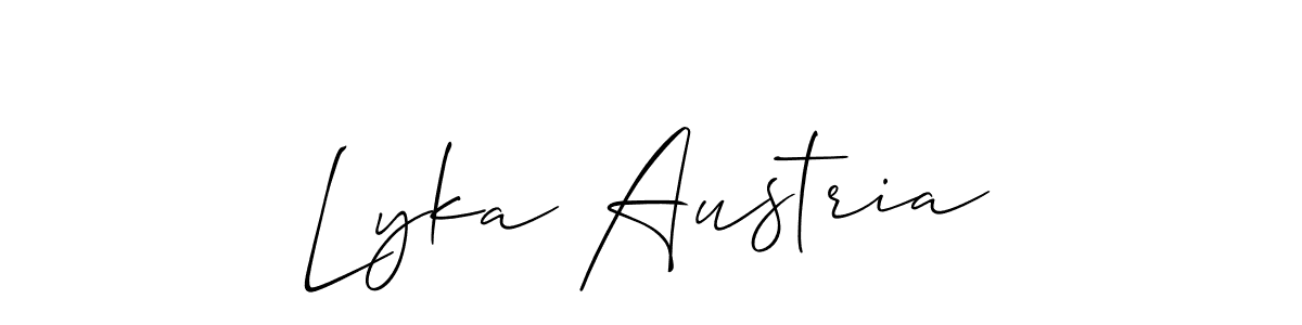 Similarly Allison_Script is the best handwritten signature design. Signature creator online .You can use it as an online autograph creator for name Lyka Austria. Lyka Austria signature style 2 images and pictures png