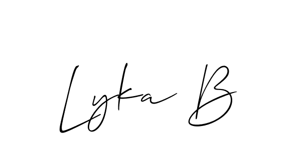 Check out images of Autograph of Lyka B name. Actor Lyka B Signature Style. Allison_Script is a professional sign style online. Lyka B signature style 2 images and pictures png