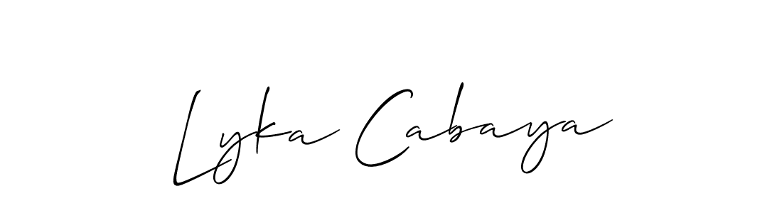 Use a signature maker to create a handwritten signature online. With this signature software, you can design (Allison_Script) your own signature for name Lyka Cabaya. Lyka Cabaya signature style 2 images and pictures png
