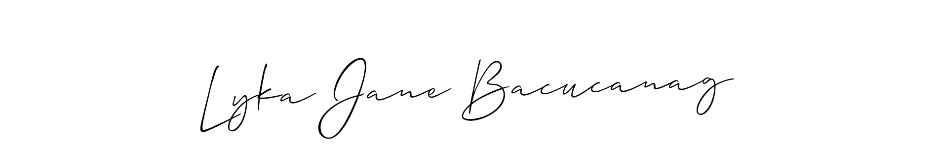 if you are searching for the best signature style for your name Lyka Jane Bacucanag. so please give up your signature search. here we have designed multiple signature styles  using Allison_Script. Lyka Jane Bacucanag signature style 2 images and pictures png