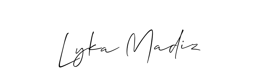 Allison_Script is a professional signature style that is perfect for those who want to add a touch of class to their signature. It is also a great choice for those who want to make their signature more unique. Get Lyka Madiz name to fancy signature for free. Lyka Madiz signature style 2 images and pictures png