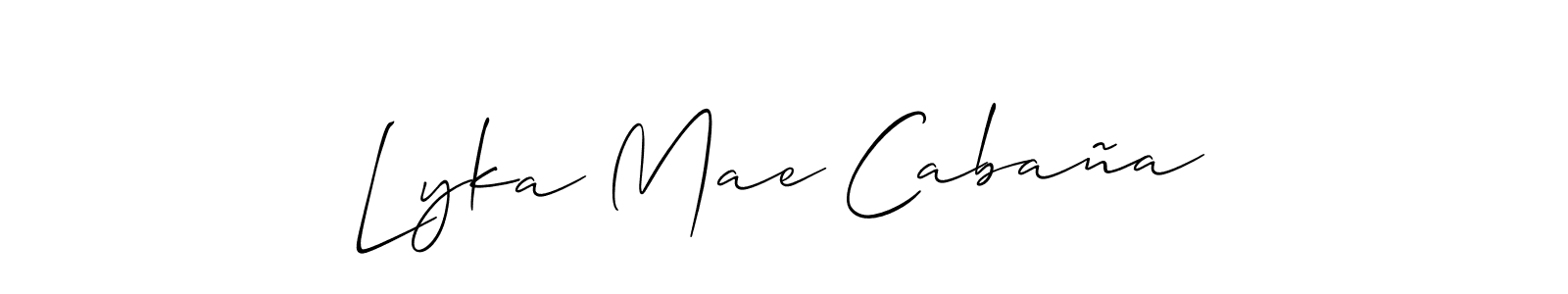 Allison_Script is a professional signature style that is perfect for those who want to add a touch of class to their signature. It is also a great choice for those who want to make their signature more unique. Get Lyka Mae Cabaña name to fancy signature for free. Lyka Mae Cabaña signature style 2 images and pictures png