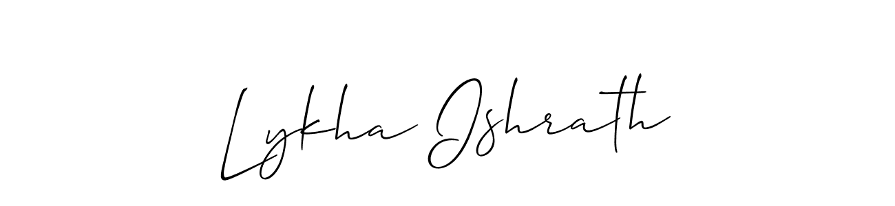 You should practise on your own different ways (Allison_Script) to write your name (Lykha Ishrath) in signature. don't let someone else do it for you. Lykha Ishrath signature style 2 images and pictures png