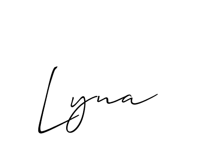 The best way (Allison_Script) to make a short signature is to pick only two or three words in your name. The name Lyna include a total of six letters. For converting this name. Lyna signature style 2 images and pictures png