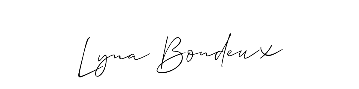 Make a short Lyna Bondeux signature style. Manage your documents anywhere anytime using Allison_Script. Create and add eSignatures, submit forms, share and send files easily. Lyna Bondeux signature style 2 images and pictures png