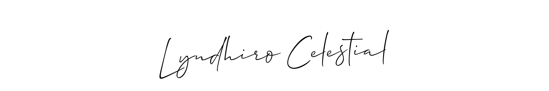 Make a beautiful signature design for name Lyndhiro Celestial. With this signature (Allison_Script) style, you can create a handwritten signature for free. Lyndhiro Celestial signature style 2 images and pictures png