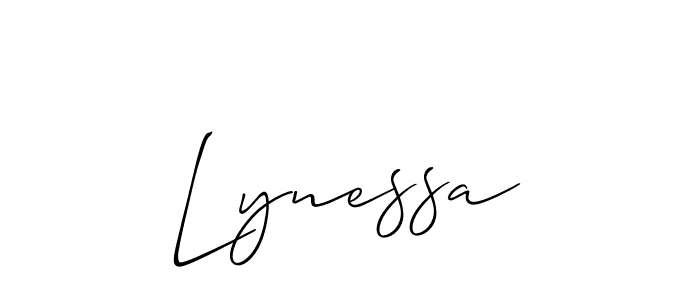 Also You can easily find your signature by using the search form. We will create Lynessa name handwritten signature images for you free of cost using Allison_Script sign style. Lynessa signature style 2 images and pictures png