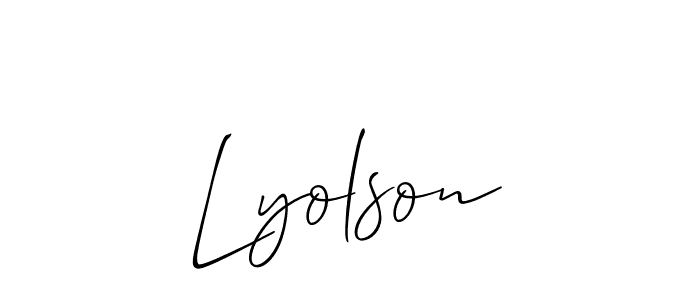 Use a signature maker to create a handwritten signature online. With this signature software, you can design (Allison_Script) your own signature for name Lyolson. Lyolson signature style 2 images and pictures png