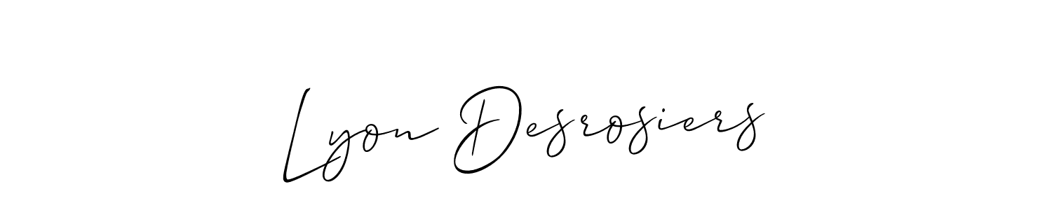 The best way (Allison_Script) to make a short signature is to pick only two or three words in your name. The name Lyon Desrosiers include a total of six letters. For converting this name. Lyon Desrosiers signature style 2 images and pictures png