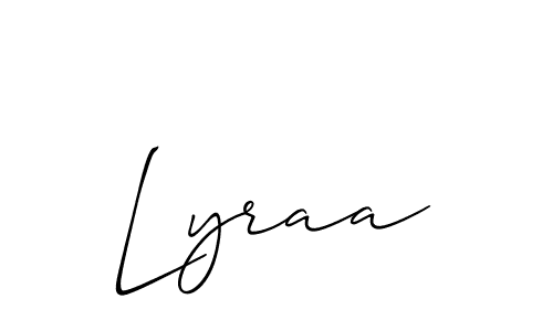 Use a signature maker to create a handwritten signature online. With this signature software, you can design (Allison_Script) your own signature for name Lyraa. Lyraa signature style 2 images and pictures png