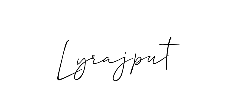 Use a signature maker to create a handwritten signature online. With this signature software, you can design (Allison_Script) your own signature for name Lyrajput. Lyrajput signature style 2 images and pictures png