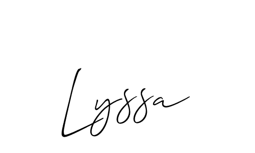 Allison_Script is a professional signature style that is perfect for those who want to add a touch of class to their signature. It is also a great choice for those who want to make their signature more unique. Get Lyssa name to fancy signature for free. Lyssa signature style 2 images and pictures png