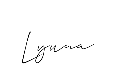 Create a beautiful signature design for name Lyuna. With this signature (Allison_Script) fonts, you can make a handwritten signature for free. Lyuna signature style 2 images and pictures png