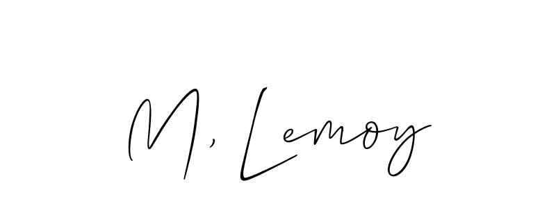 Allison_Script is a professional signature style that is perfect for those who want to add a touch of class to their signature. It is also a great choice for those who want to make their signature more unique. Get M, Lemoy name to fancy signature for free. M, Lemoy signature style 2 images and pictures png