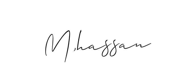 You should practise on your own different ways (Allison_Script) to write your name (M,hassan) in signature. don't let someone else do it for you. M,hassan signature style 2 images and pictures png