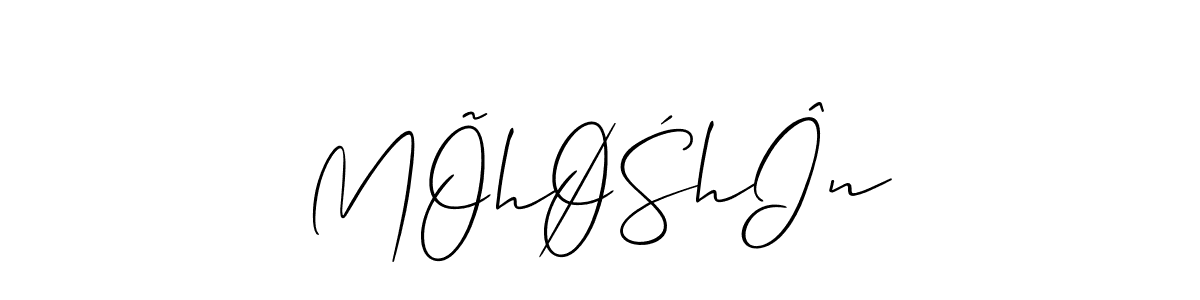 Use a signature maker to create a handwritten signature online. With this signature software, you can design (Allison_Script) your own signature for name MÕhØŚhÎn. MÕhØŚhÎn signature style 2 images and pictures png