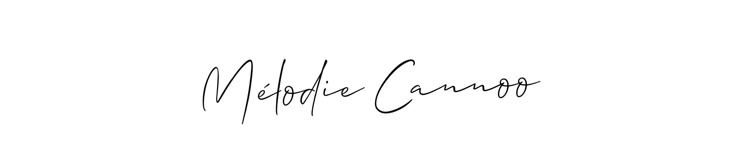 The best way (Allison_Script) to make a short signature is to pick only two or three words in your name. The name Mélodie Cannoo include a total of six letters. For converting this name. Mélodie Cannoo signature style 2 images and pictures png