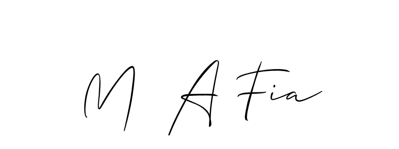 How to make M  A Fia name signature. Use Allison_Script style for creating short signs online. This is the latest handwritten sign. M  A Fia signature style 2 images and pictures png