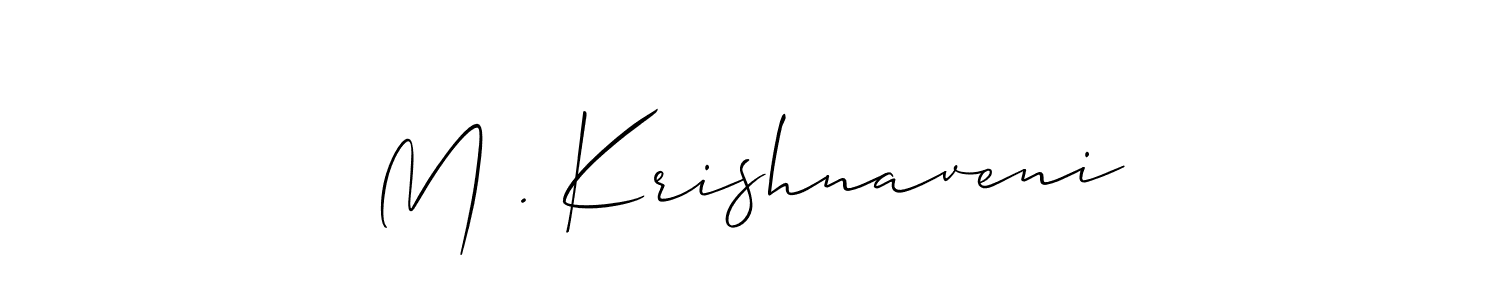 Make a short M . Krishnaveni signature style. Manage your documents anywhere anytime using Allison_Script. Create and add eSignatures, submit forms, share and send files easily. M . Krishnaveni signature style 2 images and pictures png