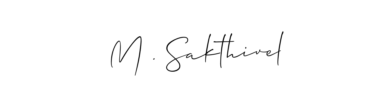 You should practise on your own different ways (Allison_Script) to write your name (M . Sakthivel) in signature. don't let someone else do it for you. M . Sakthivel signature style 2 images and pictures png