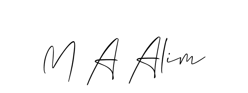 You should practise on your own different ways (Allison_Script) to write your name (M A Alim) in signature. don't let someone else do it for you. M A Alim signature style 2 images and pictures png