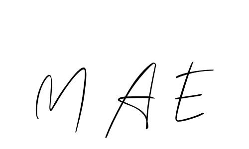 The best way (Allison_Script) to make a short signature is to pick only two or three words in your name. The name M A E include a total of six letters. For converting this name. M A E signature style 2 images and pictures png