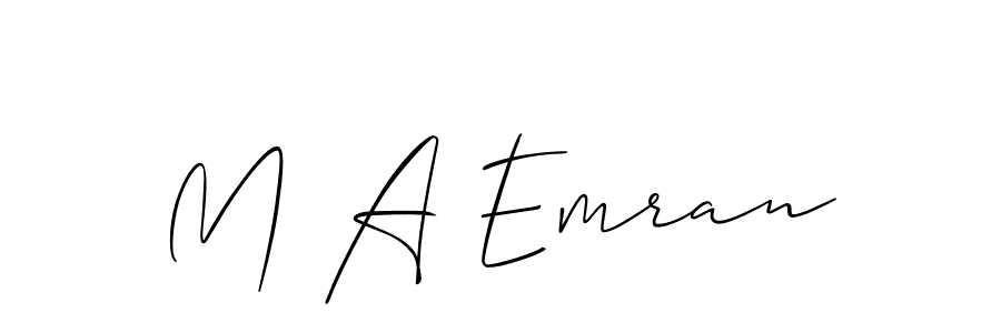Use a signature maker to create a handwritten signature online. With this signature software, you can design (Allison_Script) your own signature for name M A Emran. M A Emran signature style 2 images and pictures png