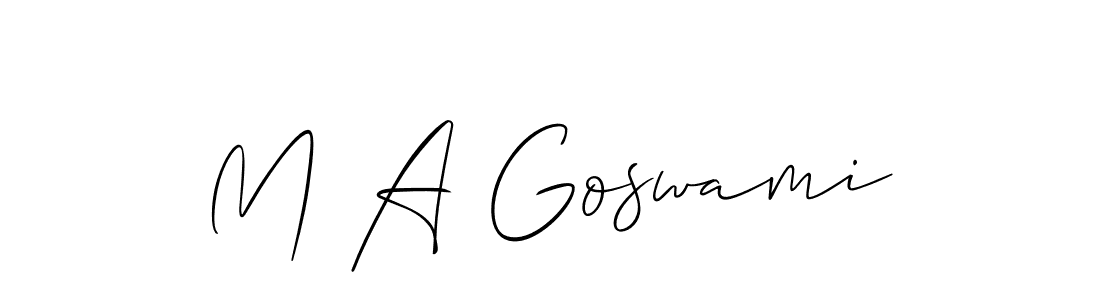 Also we have M A Goswami name is the best signature style. Create professional handwritten signature collection using Allison_Script autograph style. M A Goswami signature style 2 images and pictures png
