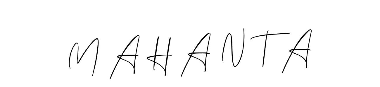 How to make M A H A N T A name signature. Use Allison_Script style for creating short signs online. This is the latest handwritten sign. M A H A N T A signature style 2 images and pictures png