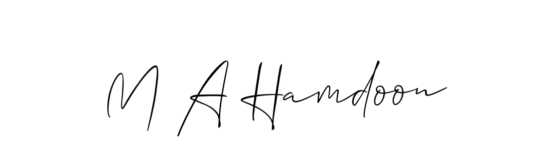 Also You can easily find your signature by using the search form. We will create M A Hamdoon name handwritten signature images for you free of cost using Allison_Script sign style. M A Hamdoon signature style 2 images and pictures png