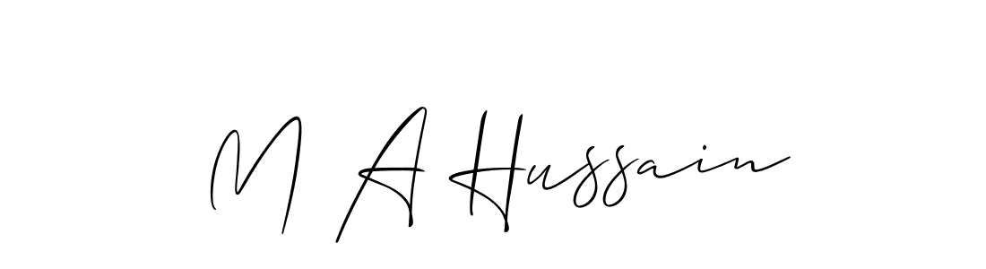 Make a short M A Hussain signature style. Manage your documents anywhere anytime using Allison_Script. Create and add eSignatures, submit forms, share and send files easily. M A Hussain signature style 2 images and pictures png