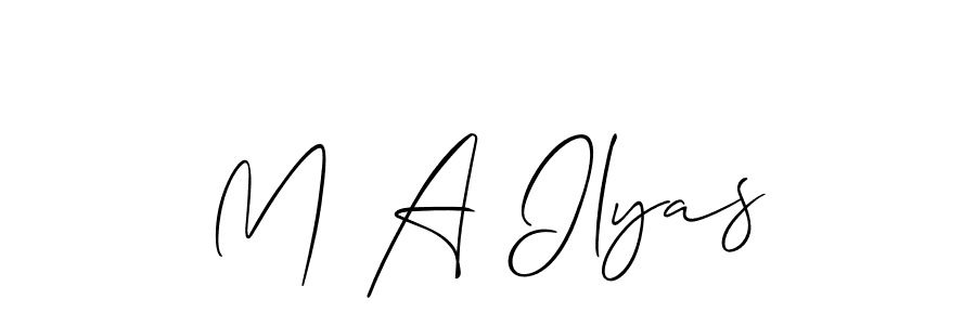 Make a short M A Ilyas signature style. Manage your documents anywhere anytime using Allison_Script. Create and add eSignatures, submit forms, share and send files easily. M A Ilyas signature style 2 images and pictures png