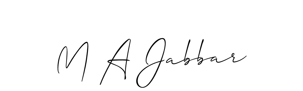Also we have M A Jabbar name is the best signature style. Create professional handwritten signature collection using Allison_Script autograph style. M A Jabbar signature style 2 images and pictures png