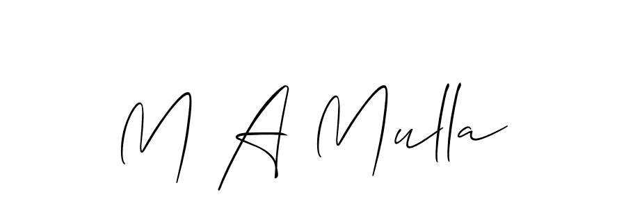 Also we have M A Mulla name is the best signature style. Create professional handwritten signature collection using Allison_Script autograph style. M A Mulla signature style 2 images and pictures png