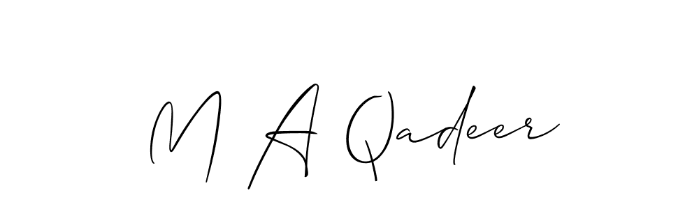How to make M A Qadeer name signature. Use Allison_Script style for creating short signs online. This is the latest handwritten sign. M A Qadeer signature style 2 images and pictures png