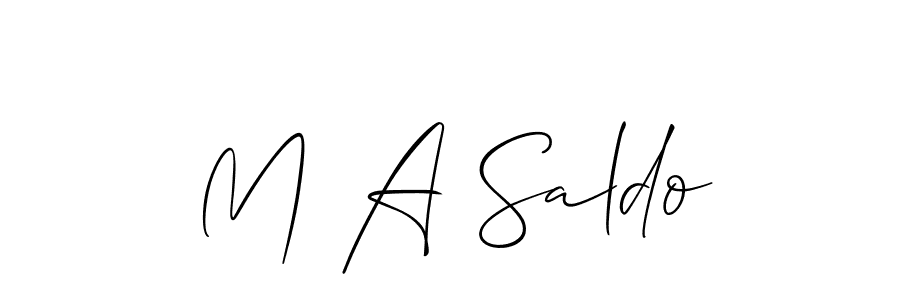 How to make M A Saldo name signature. Use Allison_Script style for creating short signs online. This is the latest handwritten sign. M A Saldo signature style 2 images and pictures png